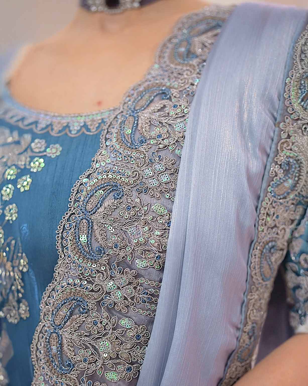 Premium Party Saree- Powder Blue
