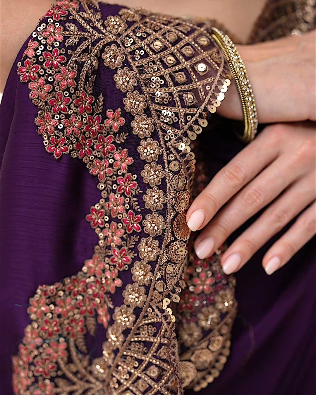 Premium Party Saree- Plum