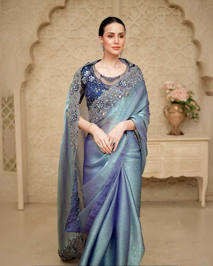 Premium Party Saree- Metallic Blue