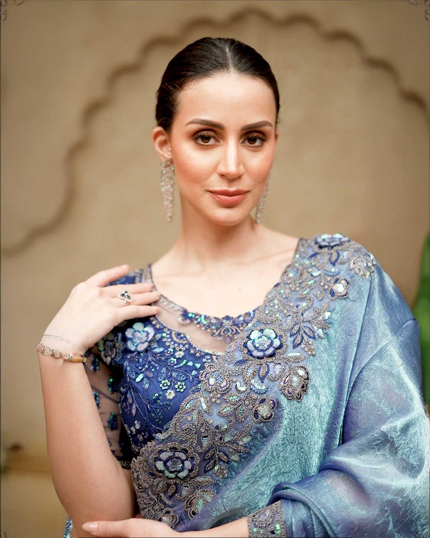 Premium Party Saree- Metallic Blue