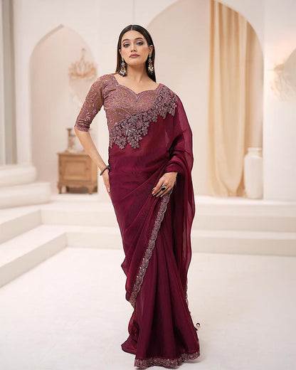 Premium Party Saree- Maroon