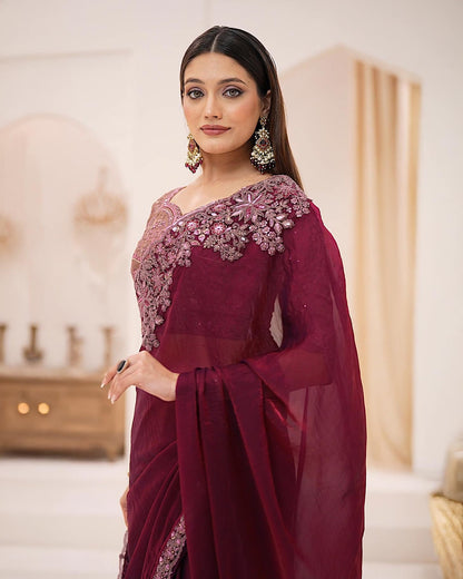 Premium Party Saree- Maroon
