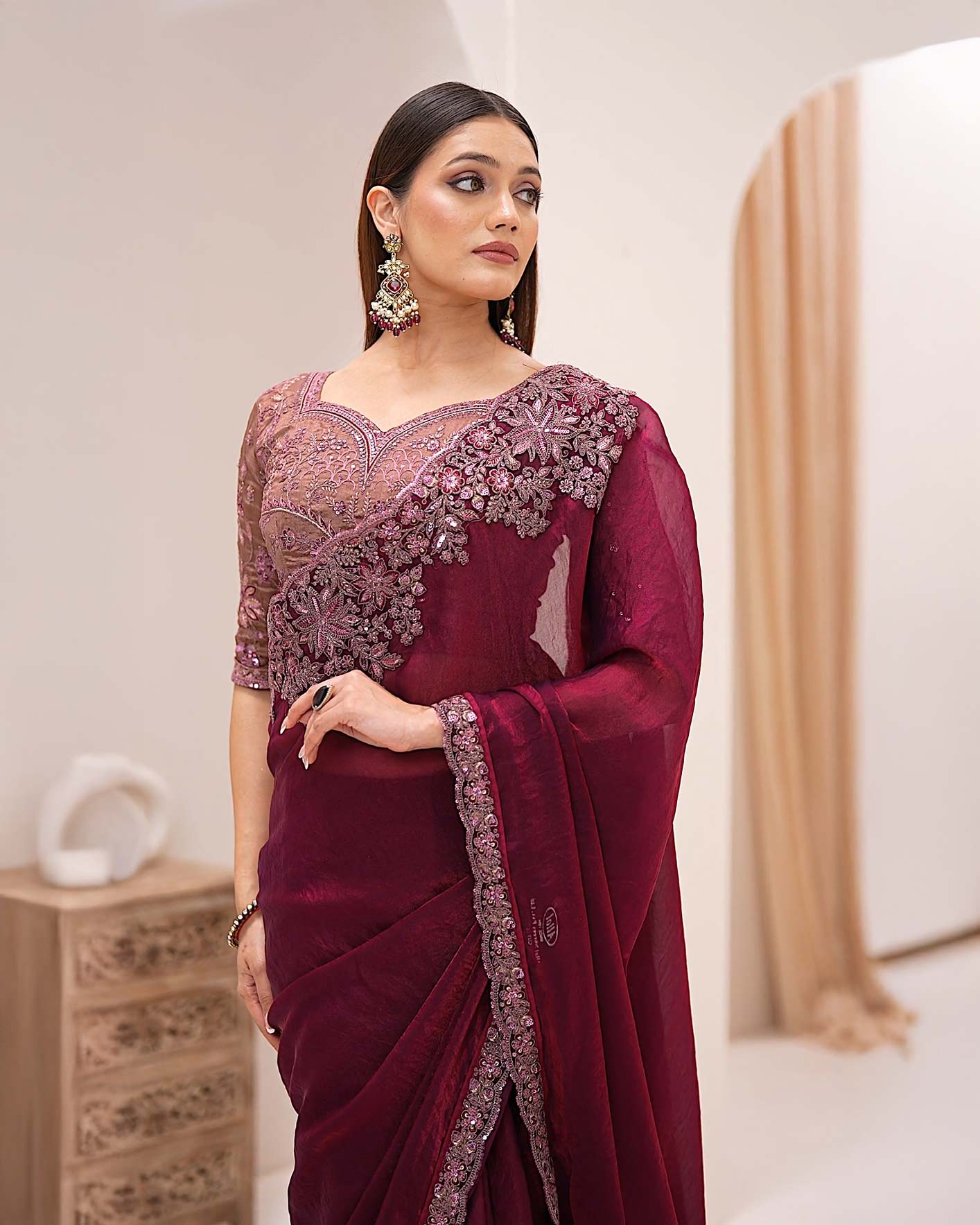 Premium Party Saree- Maroon