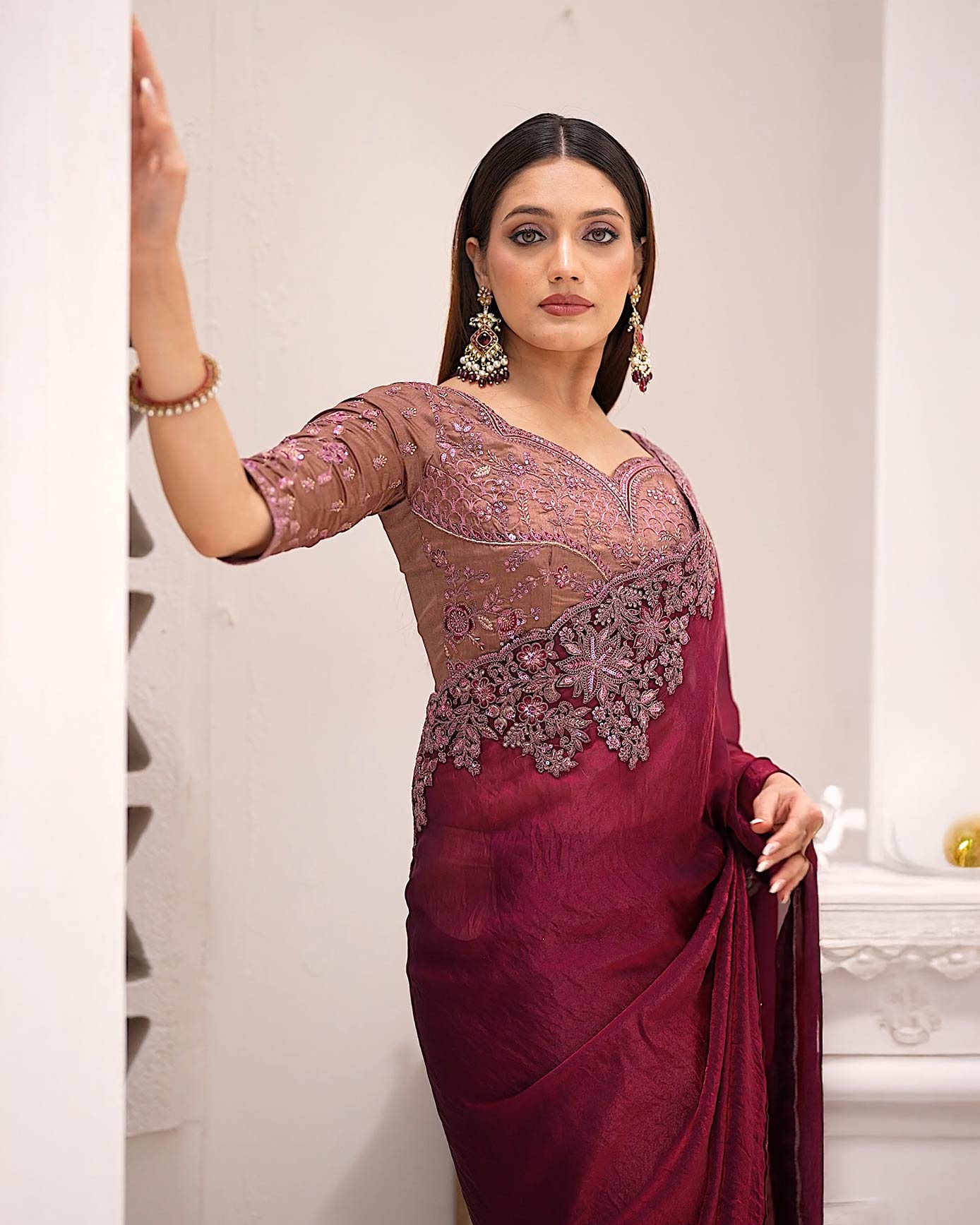 Premium Party Saree- Maroon
