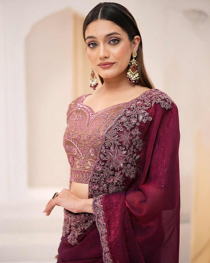 Premium Party Saree- Maroon