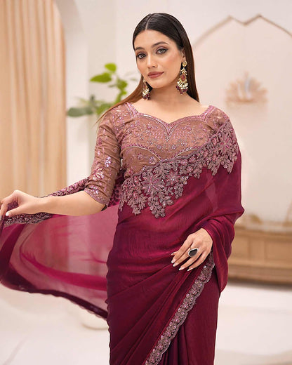 Premium Party Saree- Maroon