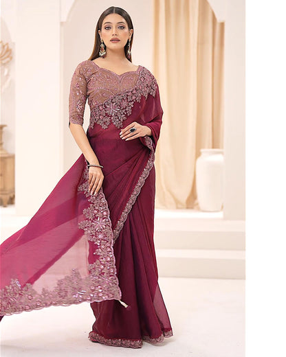 Premium Party Saree- Maroon