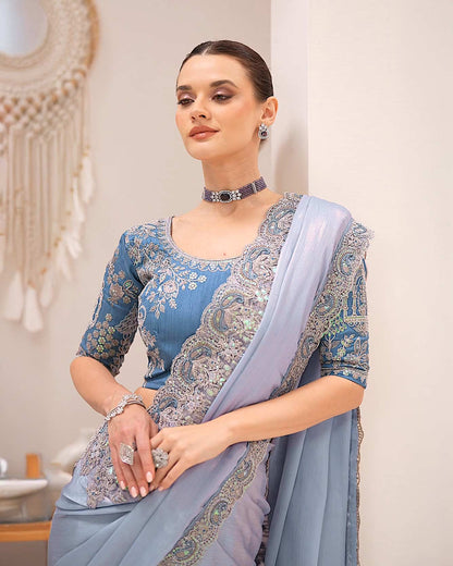 Premium Party Saree- Powder Blue