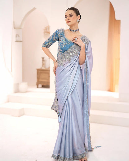 Premium Party Saree- Powder Blue