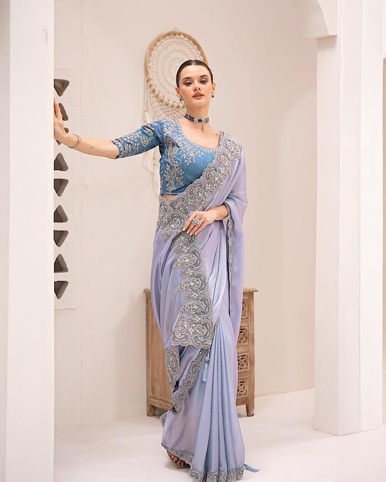 Premium Party Saree- Powder Blue