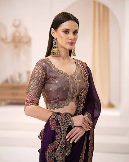 Premium Party Saree- Plum