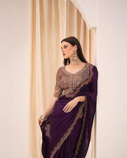 Premium Party Saree- Plum