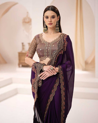 Premium Party Saree- Plum