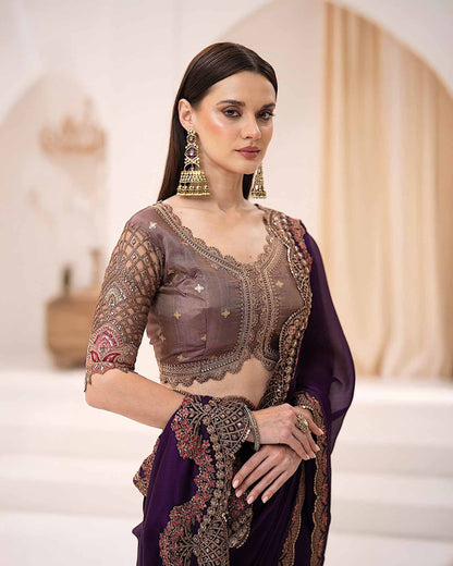 Premium Party Saree- Plum
