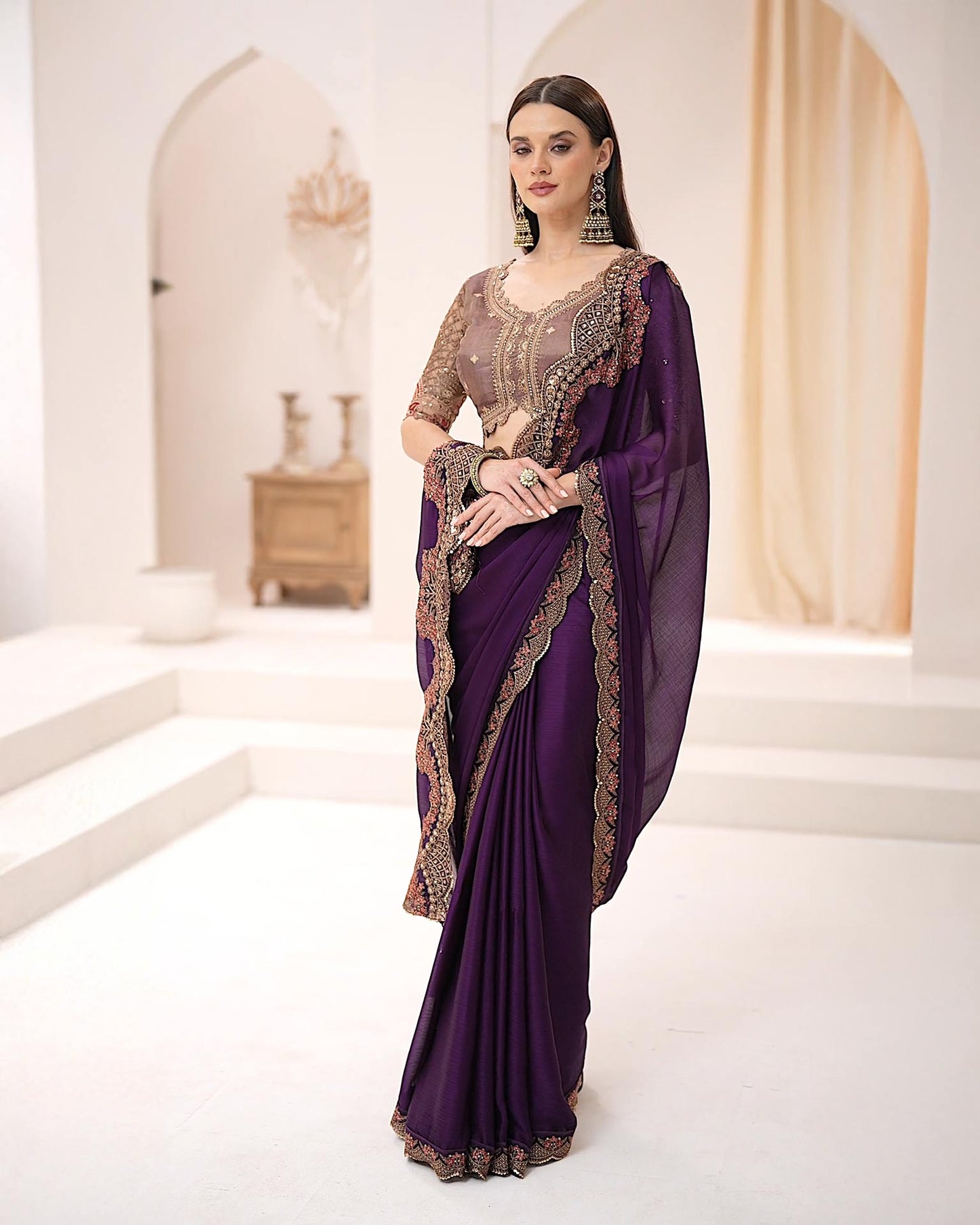 Premium Party Saree- Plum