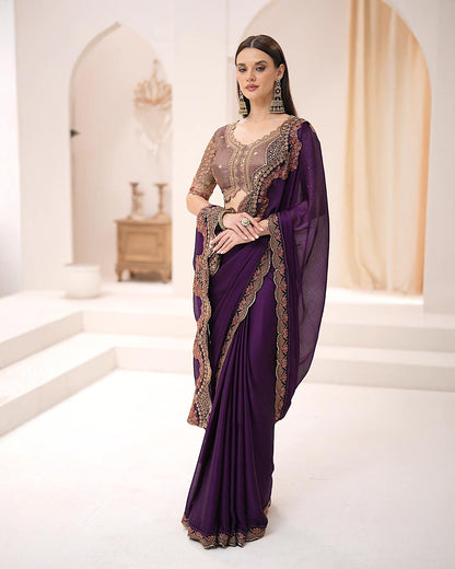 Premium Party Saree- Plum