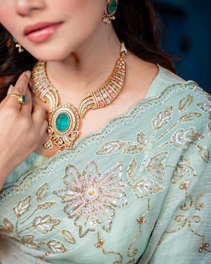 Mint Mehr premium mint georgette saree collection by Rinaz Bangladesh