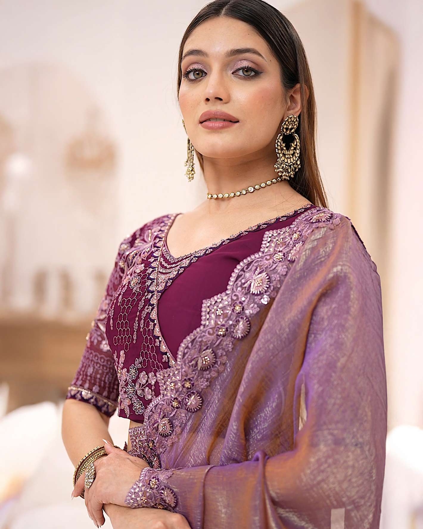 Premium Party Saree- Mauve