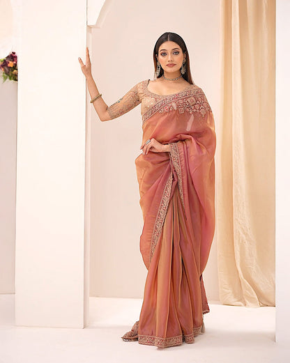 Amber Blush matching fully embellished designer blouse piece