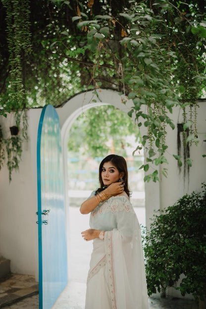Premium Party Saree- Ivory White